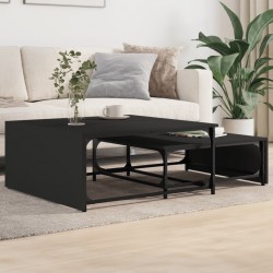 Sonata H Стифиращи кафе маси, 2 бр, черни, инженерно дърво и метал - Măsuțe de living