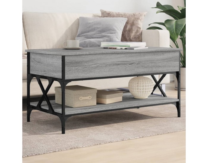 Sonata H Кафе маса, сив сонома, 100x50x50 см, инженерно дърво и метал