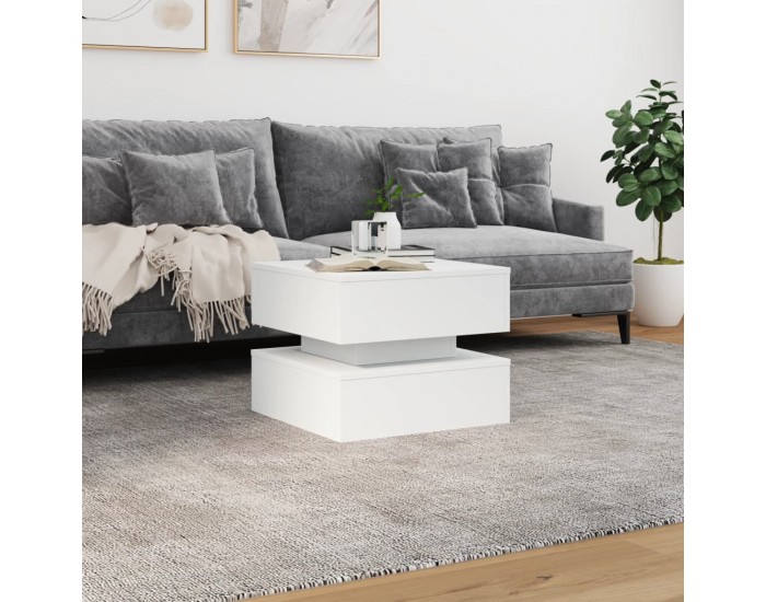 Sonata H Маса за кафе с LED осветление, бяла, 50x50x40 см