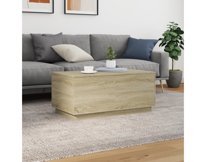 Sonata H Маса за кафе с LED осветление, сонома дъб, 90x50x40 см
