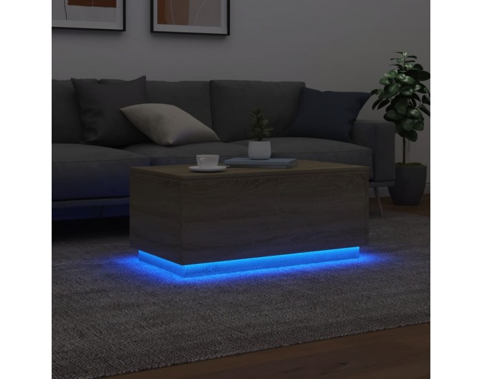 Sonata H Маса за кафе с LED осветление, сонома дъб, 90x50x40 см