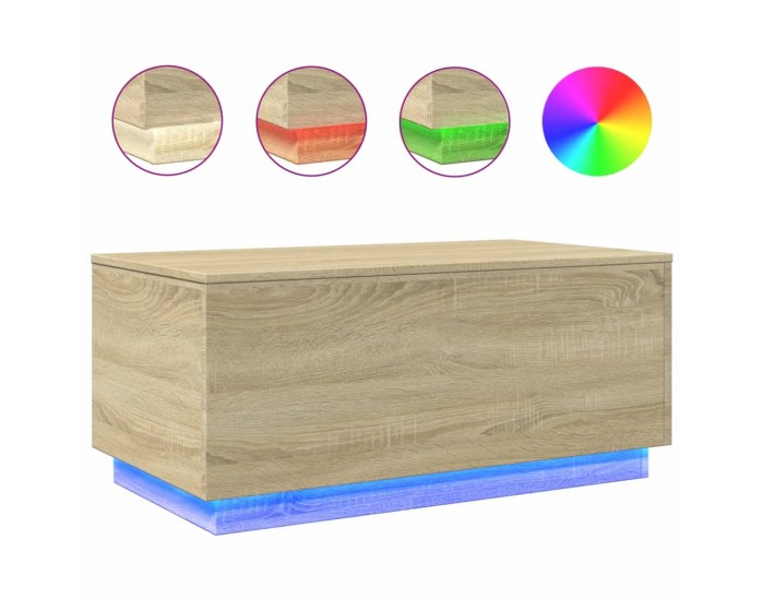 Sonata H Маса за кафе с LED осветление, сонома дъб, 90x50x40 см