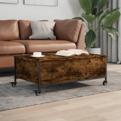 Sonata H Маса за кафе с колелца опушен дъб 91x55x34 см инженерно дърво - Măsuțe de living