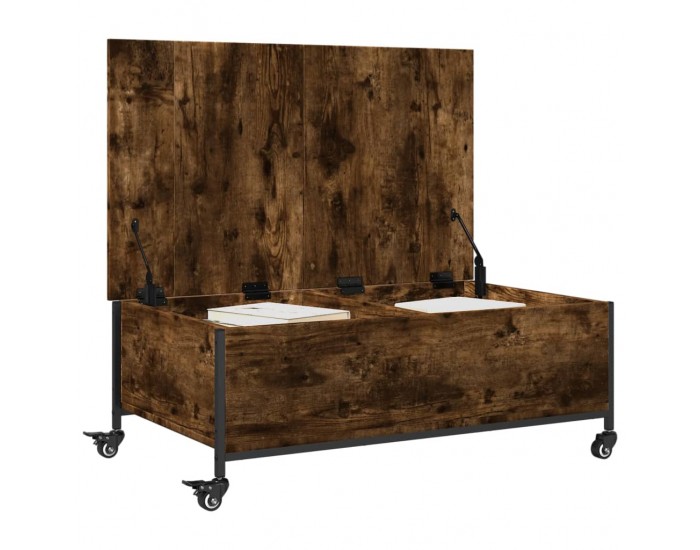 Sonata H Маса за кафе с колелца опушен дъб 91x55x34 см инженерно дърво