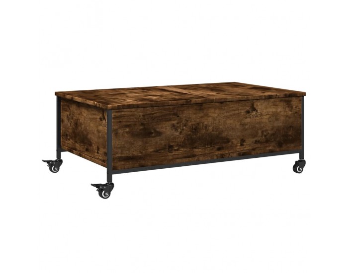 Sonata H Маса за кафе с колелца опушен дъб 91x55x34 см инженерно дърво