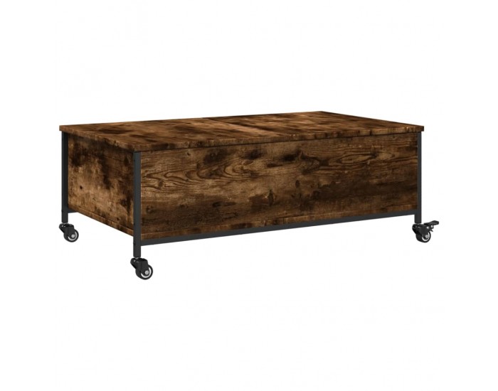 Sonata H Маса за кафе с колелца опушен дъб 91x55x34 см инженерно дърво