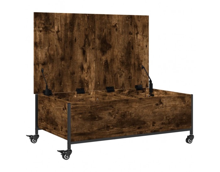 Sonata H Маса за кафе с колелца опушен дъб 91x55x34 см инженерно дърво