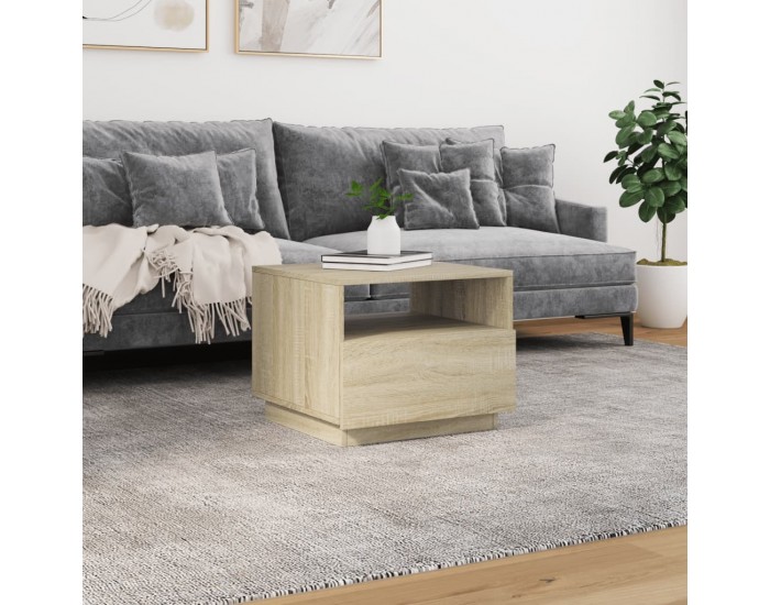 Sonata H Маса за кафе с LED осветление, сонома дъб, 50x49x40 см