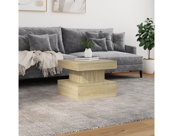 Sonata H Маса за кафе с LED осветление, сонома дъб, 50x50x40 см