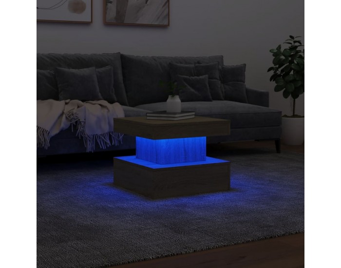 Sonata H Маса за кафе с LED осветление, сонома дъб, 50x50x40 см