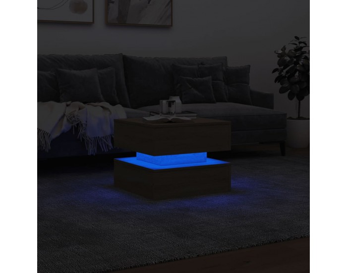 Sonata H Маса за кафе с LED осветление, сонома дъб, 50x50x40 см