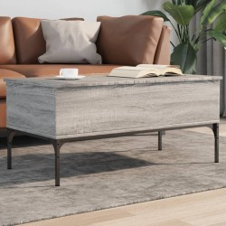 Sonata H Кафе маса, сив сонома, 100x50x45 см, инженерно дърво и метал - Măsuțe de living