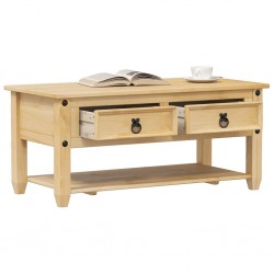 Sonata H Маса за кафе с чекмеджета Corona 100x48x45 см бор масив - Măsuțe de living
