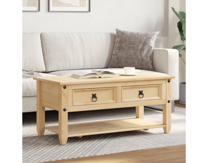 Sonata H Маса за кафе с чекмеджета Corona 100x48x45 см бор масив