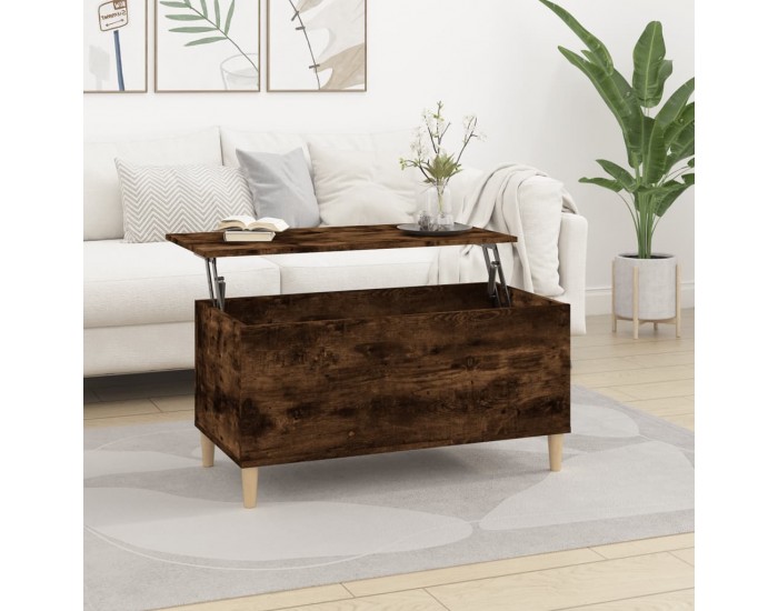 Sonata H Кафе маса, опушен дъб, 90x44,5x45 см, инженерно дърво