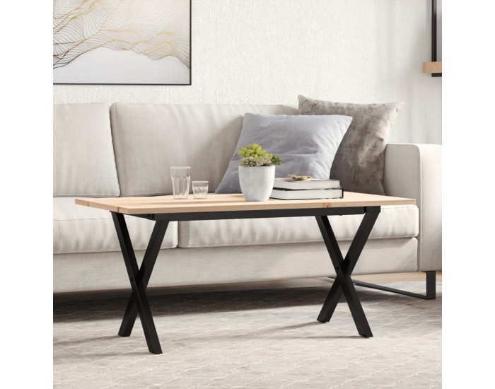 Sonata H Кафе маса X-образна рамка 100x50x45 см бор масив и чугун
