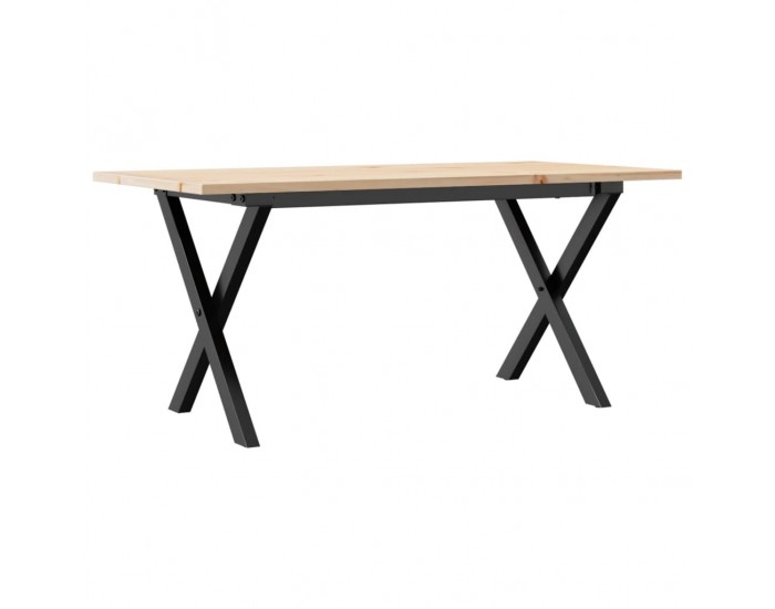 Sonata H Кафе маса X-образна рамка 100x50x45 см бор масив и чугун
