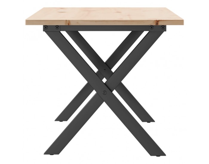 Sonata H Кафе маса X-образна рамка 100x50x45 см бор масив и чугун