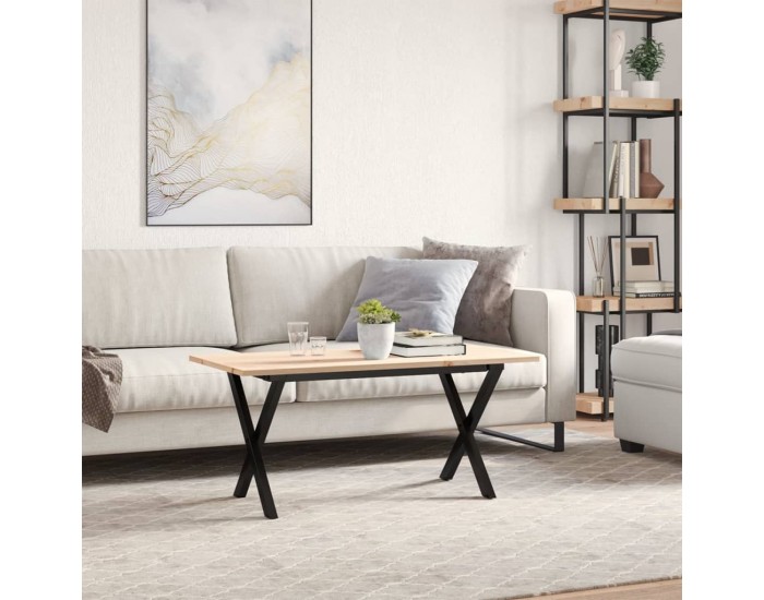 Sonata H Кафе маса X-образна рамка 100x50x45 см бор масив и чугун