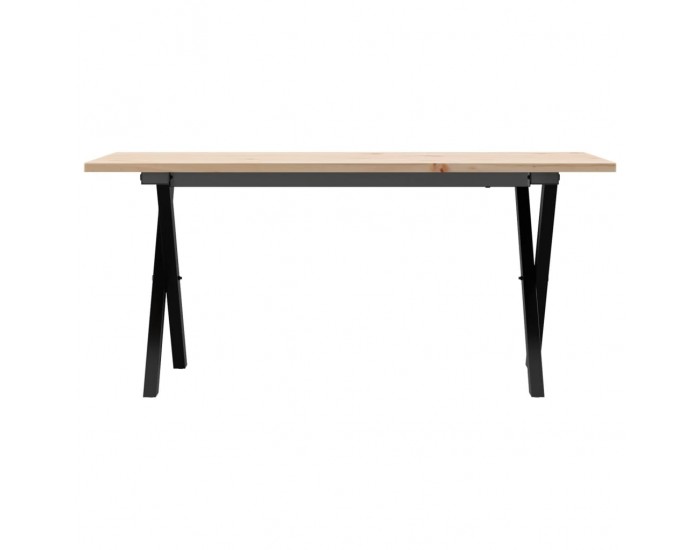 Sonata H Кафе маса X-образна рамка 100x50x45 см бор масив и чугун