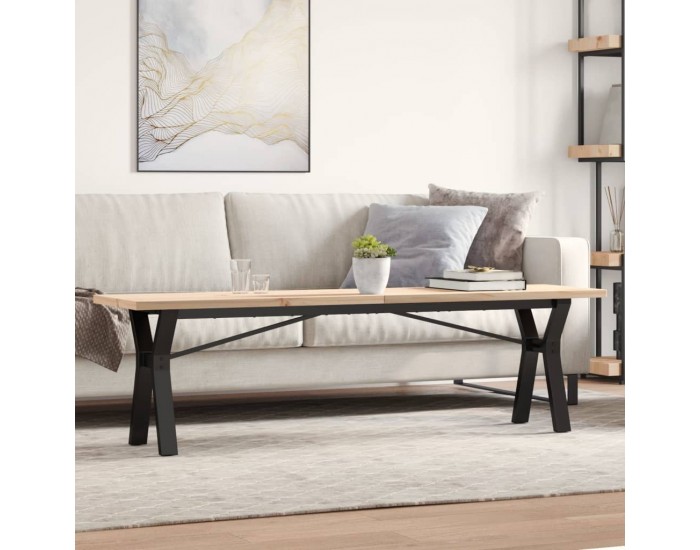 Sonata H Кафе маса Y-образна рамка 160x40x45,5 см бор масив и чугун