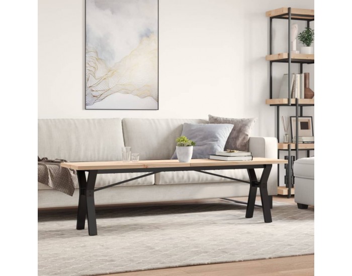 Sonata H Кафе маса Y-образна рамка 160x40x45,5 см бор масив и чугун