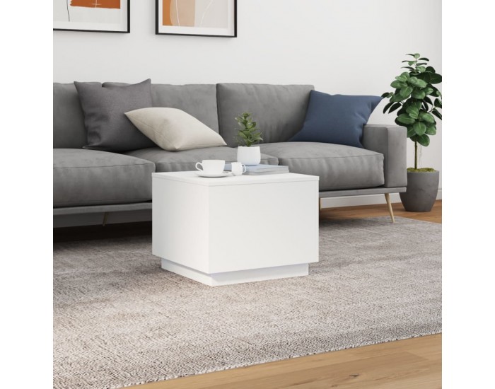 Sonata H Маса за кафе с LED осветление, бяла, 50x50x40 см