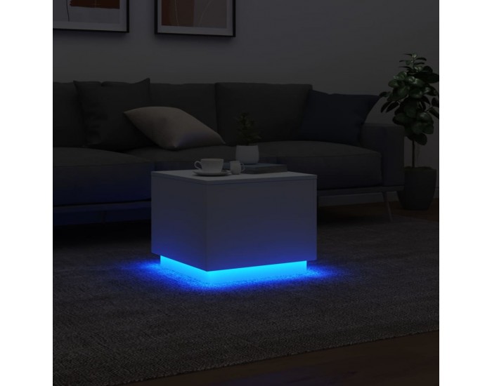 Sonata H Маса за кафе с LED осветление, бяла, 50x50x40 см
