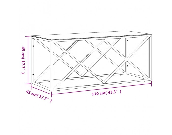 Sonata H Маса за кафе 110x45x45 cм неръждаема стомана и стъкло