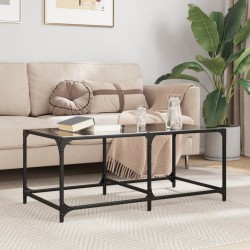 Sonata H Маса за кафе с черен стъклен плот 98,5x50x40 см стомана - Măsuțe de living