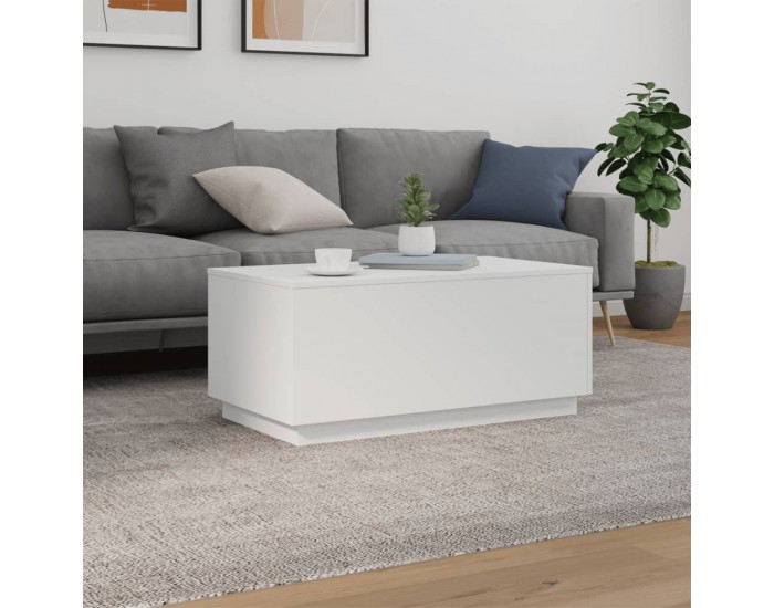 Sonata H Маса за кафе с LED осветление, бяла, 90x50x40 см