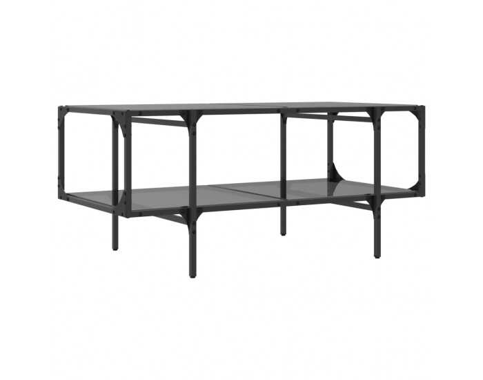 Sonata H Маса за кафе с черен стъклен плот 98,5x50x45 см стомана