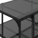 Sonata H Маса за кафе с черен стъклен плот 98,5x50x45 см стомана