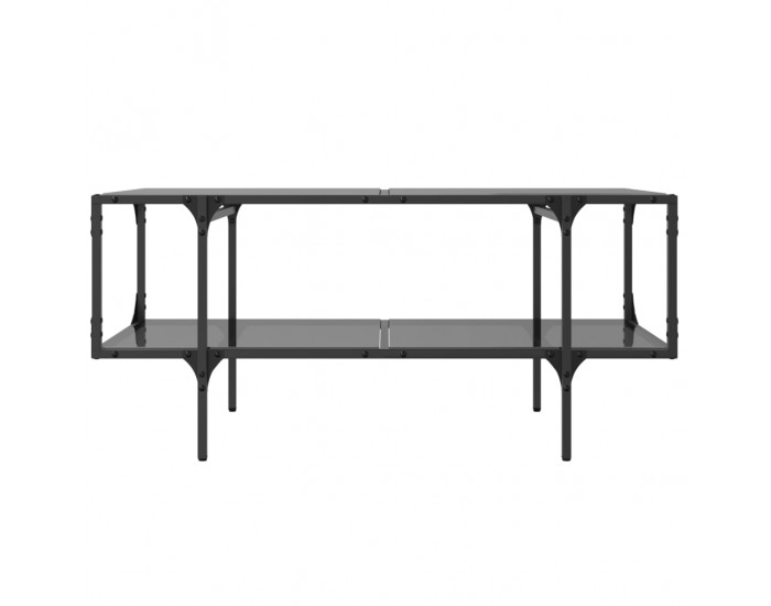 Sonata H Маса за кафе с черен стъклен плот 98,5x50x45 см стомана