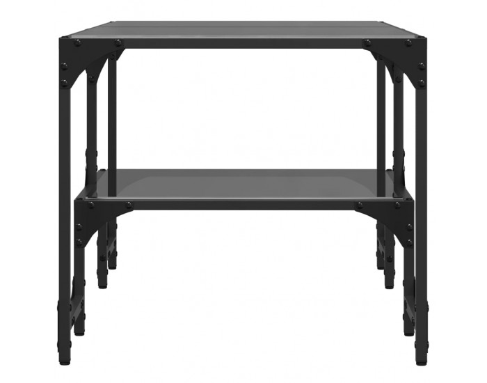 Sonata H Маса за кафе с черен стъклен плот 98,5x50x45 см стомана