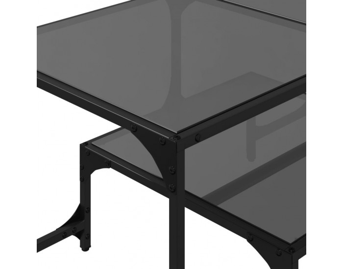Sonata H Маса за кафе с черен стъклен плот 98,5x50x45 см стомана