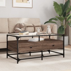 Sonata H Маса за кафе със стъклен плот, кафяв дъб, 98,5x50x45см, стомана - Măsuțe de living