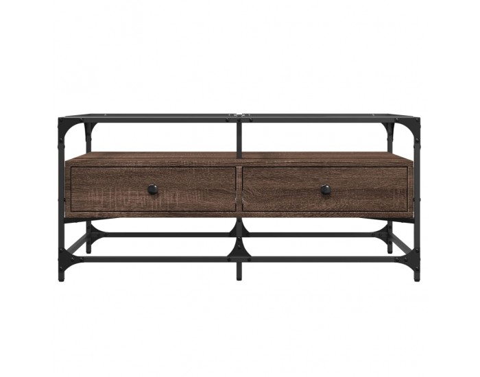 Sonata H Маса за кафе със стъклен плот, кафяв дъб, 98,5x50x45см, стомана