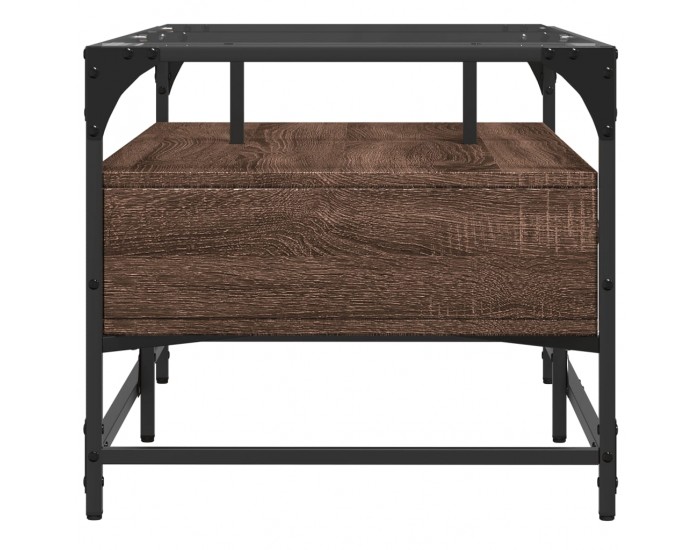 Sonata H Маса за кафе със стъклен плот, кафяв дъб, 98,5x50x45см, стомана