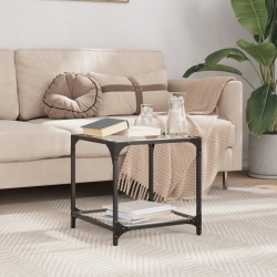 Sonata H Маса за кафе с черен стъклен плот 40x40x40 см стомана - Măsuțe de living