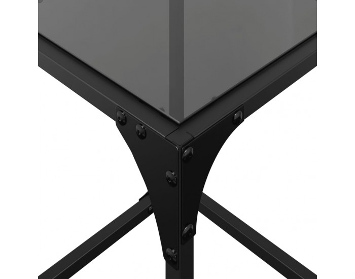 Sonata H Маси за кафе с черен стъклен плот 2 бр 30x30x40 см стомана