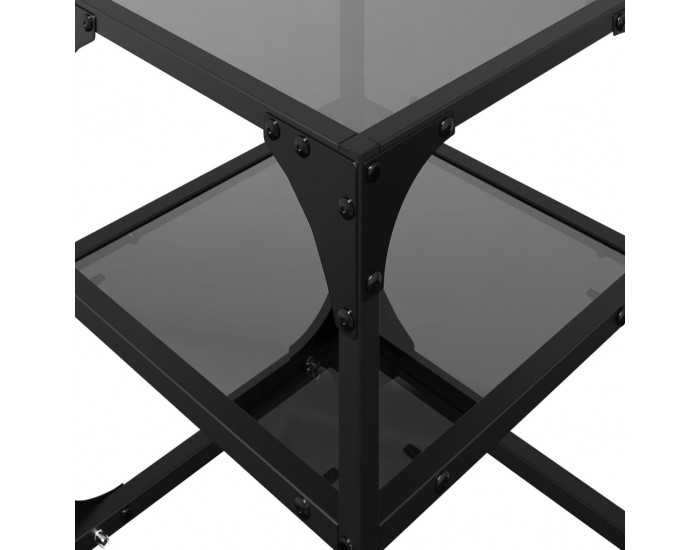 Sonata H Маси за кафе с черен стъклен плот 2 бр 30x30x45 см стомана
