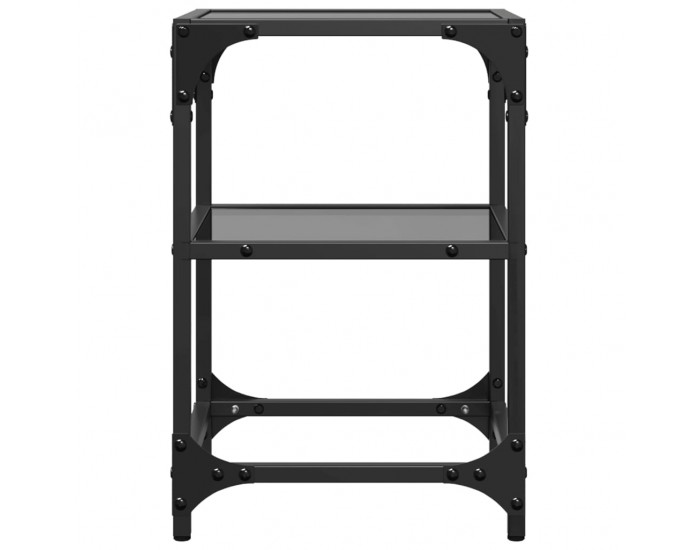 Sonata H Маси за кафе с черен стъклен плот 2 бр 30x30x45 см стомана