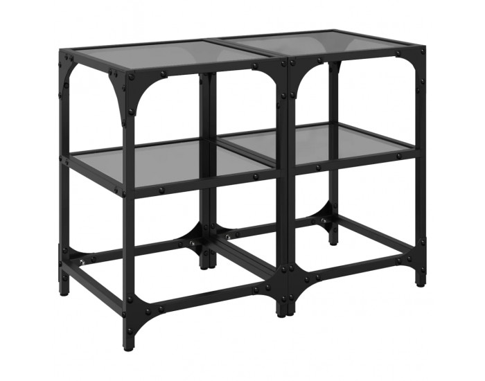 Sonata H Маси за кафе с черен стъклен плот 2 бр 30x30x45 см стомана