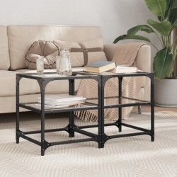 Sonata H Маси за кафе с прозрачен стъклен плот 2 бр 40x40x45 см стомана - Măsuțe de living