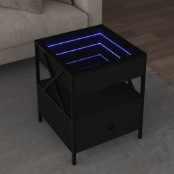 Sonata H Маса за кафе с Infinity LED черна 40x40x51 см - Măsuțe de living