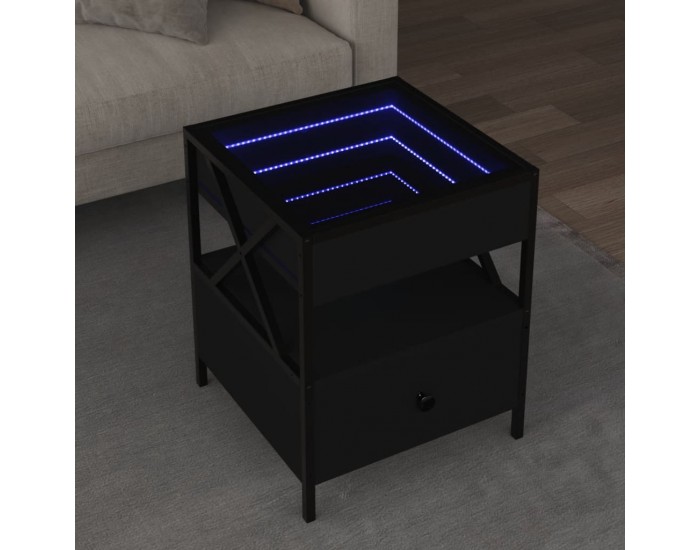 Sonata H Маса за кафе с Infinity LED черна 40x40x51 см