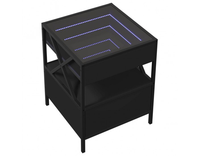 Sonata H Маса за кафе с Infinity LED черна 40x40x51 см