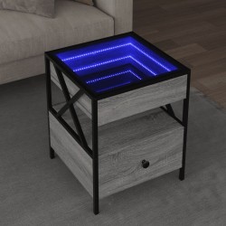 Sonata H Маса за кафе с Infinity LED, сив сонома, 40x40x51 см - Măsuțe de living