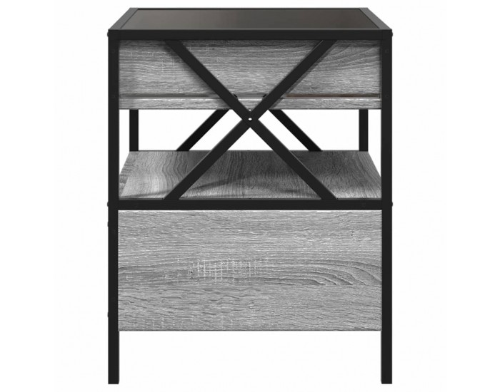 Sonata H Маса за кафе с Infinity LED, сив сонома, 40x40x51 см